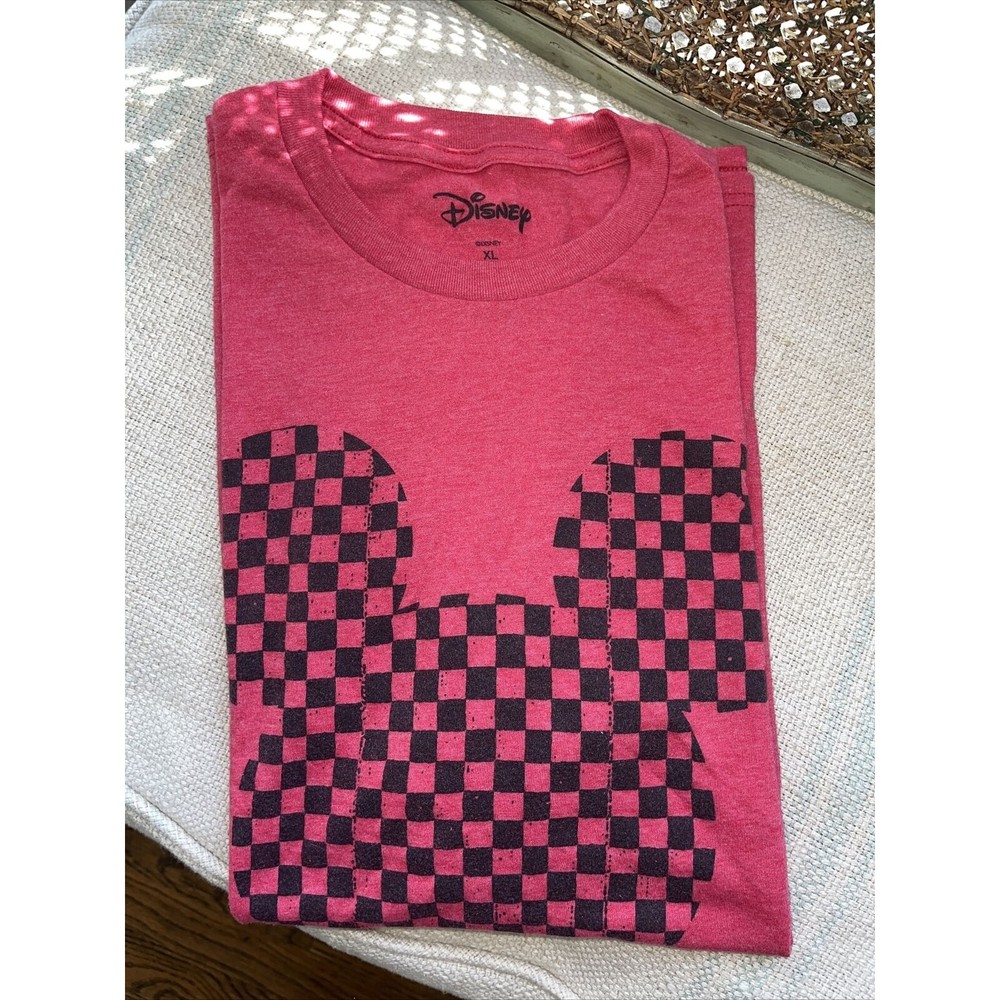 Mickey Mouse T Shirt Men XL Red Disney World TV Cartoon Disney Checker Board